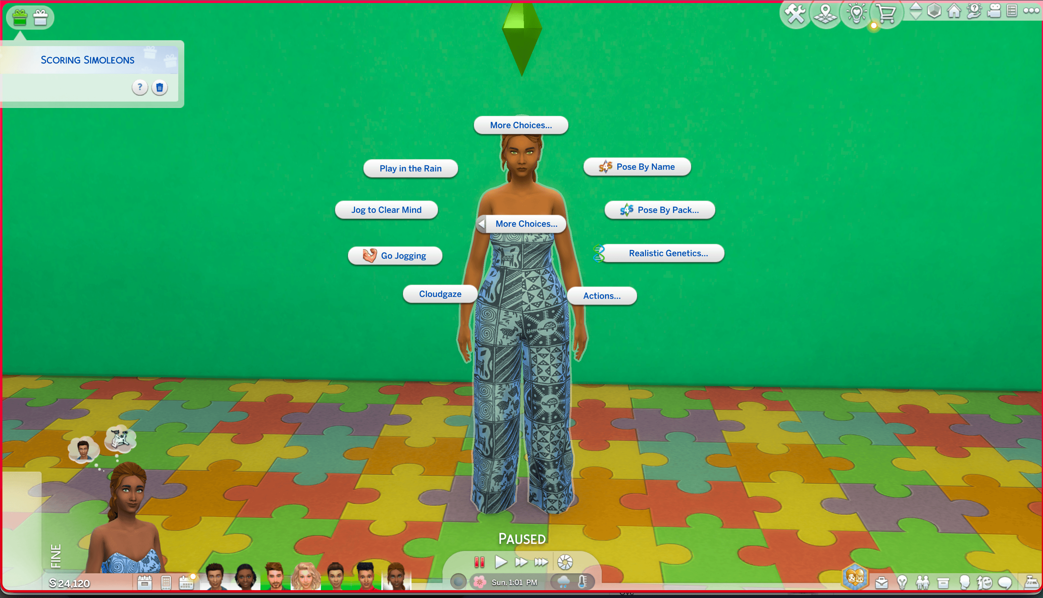 Realistic Genetics pie-menu entry with its blue and green DNA helix icon